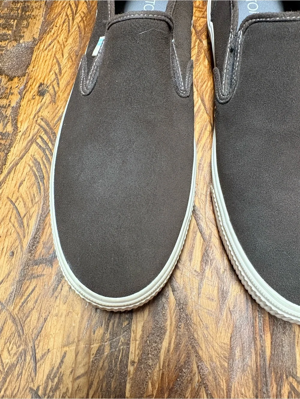 Toms Nubuck Leather Chocolate Brown Slip On Comfort Loafers Mens Size 10